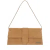 Jacquemus 'le Bambino' Beige Shoulder Bag With Logo Lettering On The Front And Embossed Crocodile Effect In Brown