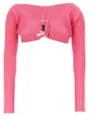 Jacquemus La Maille Pralu Cropped Cardigan In Pink