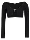 Jacquemus 'le Maille Pralu' Cropped Cardigan In Black