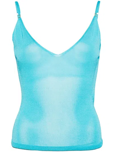 Jacquemus Le Maille Spallina Knitted Top In Blue