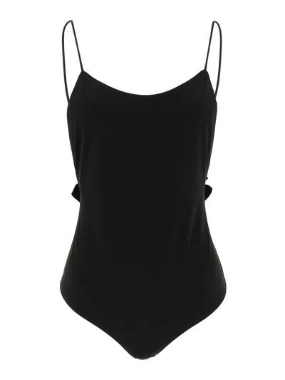 Jacquemus Cabana Maillot One Piece Swimsuit Ruffle Straps In Black