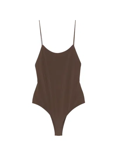 Jacquemus Le Maillot Cabana Swimsuit In Brown