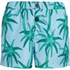 Jacquemus Le Maillot Puntini Light Blue Swimsuit With Elastic Waist And All-over Print In Tech Fabric Man In Print Palmtrees Star Blue
