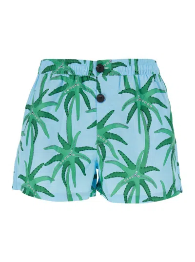 JACQUEMUS 'LE MAILLOT PUNTINI' LIGHT BLUE SWIMSUIT WITH ELASTIC WAIST AND ALL-OVER PRINT IN TECH FABRIC MAN