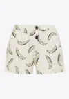 Jacquemus Le Maillot Puntini Yellow Swimsuit With Elastic Waist And All-over Print In Tech Fabric Man In White