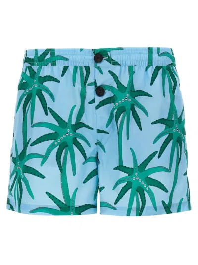 Jacquemus Men Le Maillot Puntini Swim Shorts In Blue