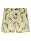 Jacquemus Le Maillot Puntini Yellow Swimsuit With Elastic Waist And All-over Print In Tech Fabric Man In Neutral