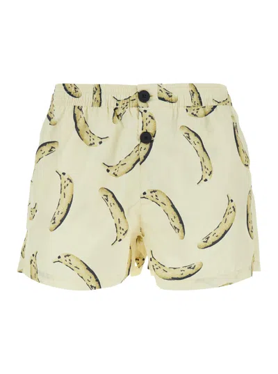 JACQUEMUS JACQUEMUS MEN 'LE MAILLOT PUNTINI' YELLOW SWIMSUIT WITH ELASTIC WAIST AND ALL-OVER PRINT IN TECH FAB
