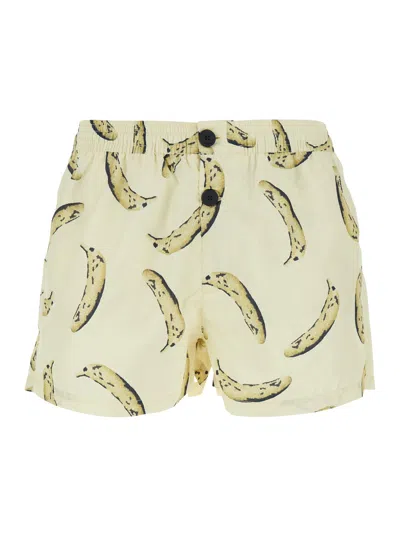 Jacquemus Le Maillot Puntini Yellow Swimsuit With Elastic Waist And All-over Print In Tech Fabric Man