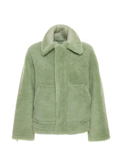 Jacquemus Le Manteau Pastre Shearling Jacket In Green