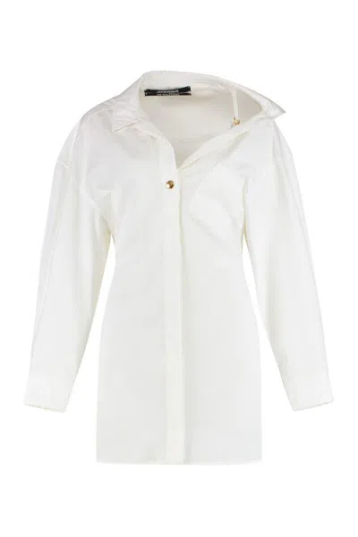 Jacquemus Le Mini Robe Shirtdress In Neutral