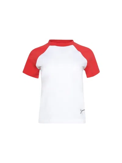 JACQUEMUS JACQUEMUS LE MINI TEE BASEBALL WHITE AND RED