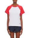 Jacquemus Raglan T-shirt With Red Sleeves And Subtle Logo In White