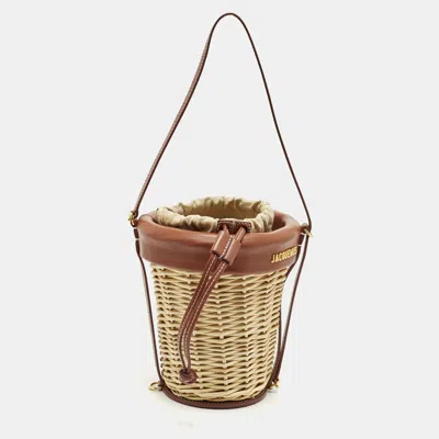 Pre-owned Jacquemus Le Panier Seau Brown/natural Wicker And Leather Bucket Bag