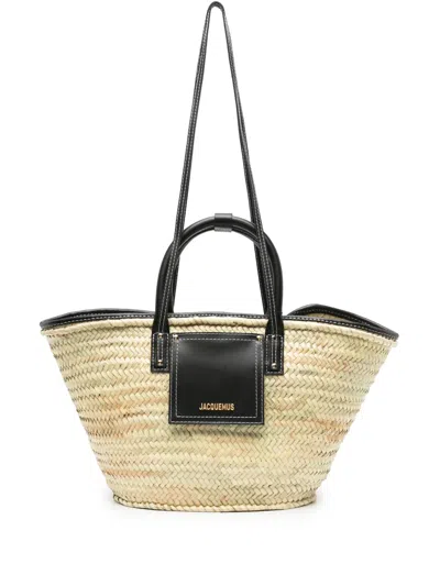 Jacquemus Black Soli Basket Beach Basket Bag In Neutral