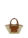 Jacquemus The Small Soli Basket In Brown Leather And Straw In Light Brown