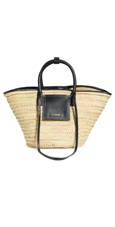 Jacquemus Le Panier Soli Tote Black In Neutral