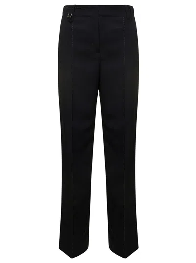 Jacquemus High-waisted Straight Leg Trousers With Buckle Detail And Silhouette In Black