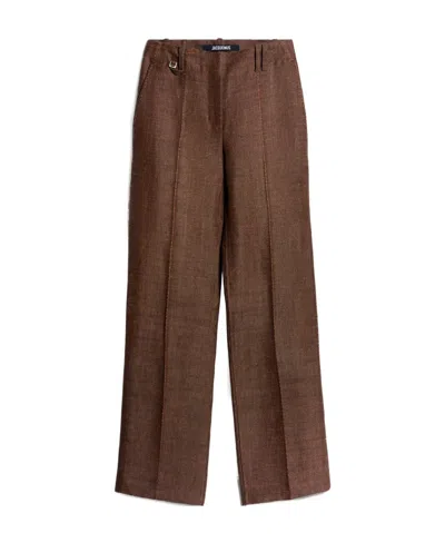 Jacquemus Le Pantalon Cordao Linen-blend Canvas Trousers In Brown