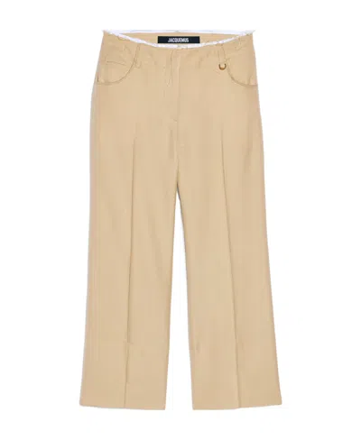 Jacquemus Le Pantalon Cropped Trousers In Nude