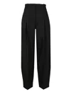 Jacquemus High-waisted Black Virgin Wool Pants With Curved Leg Silhouette In Black