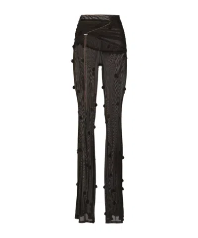 Jacquemus Le Pantalon Espelho Beaded Mesh Pants In Brown