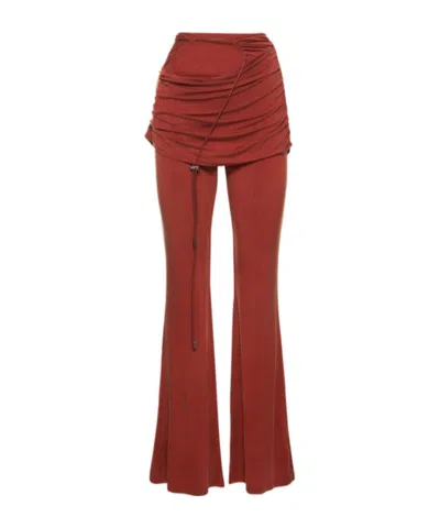 Jacquemus Le Pantalon Espelho Cupro Wide Pants In Burgundy