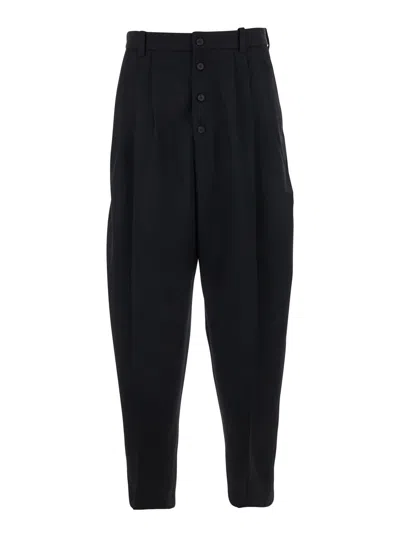 Jacquemus Black Trousers With Button Closure And Pleats On The Front In Wool Man