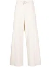 Jacquemus Drawstring Waistband Satin Wide Leg Trousers In Beige