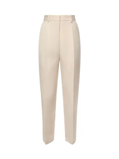 Jacquemus White Slim Fit Pant In Beige
