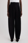 Jacquemus High-waisted Black Virgin Wool Pants With Curved Leg Silhouette In Black