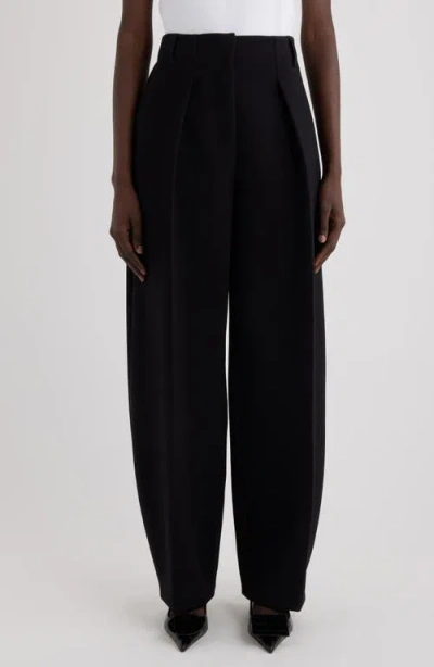 Jacquemus Le Pantalon Ovalo Pleated Wide Leg Pants In Black