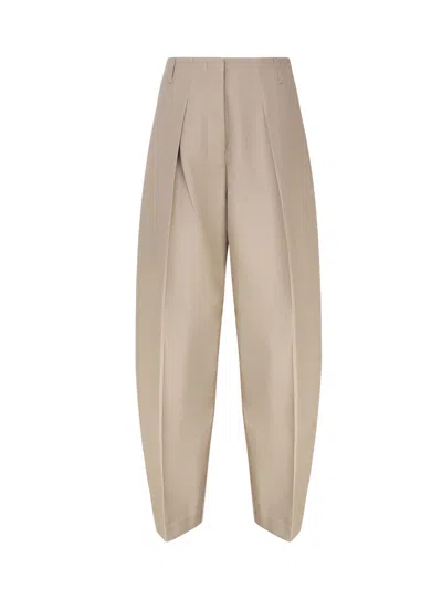 Jacquemus Womens Beige Pressed-creased High-rise Balloon-leg Woven Trousers