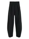 Jacquemus High-waisted Black Virgin Wool Pants With Curved Leg Silhouette In Black