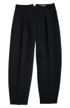 Jacquemus High-waisted Black Viscose Trousers With Wide-leg Silhouette In Black