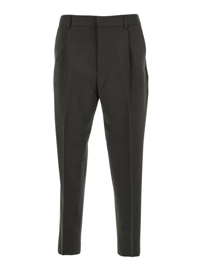 Jacquemus Green Trousers With Belt Loops And Pleats On The Front In Wool Man In Black