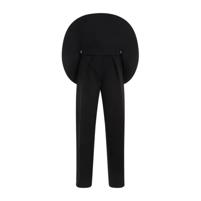 Jacquemus Oversized-appliqué Straight-leg Trousers In Black