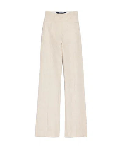 Jacquemus Le Pantalon Marino Woven Wide-leg Pants In Beige