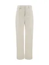 Jacquemus Sauge Viscose And Linen Trousers In Light Beige