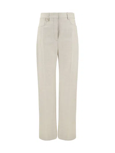 Jacquemus Sauge Viscose And Linen Trousers In Light Beige