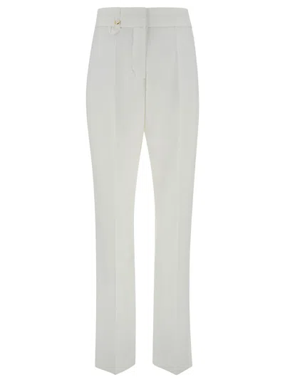 Jacquemus Le Pantalon Tibau White Tailored High-waisted Pants In Cotton Woman