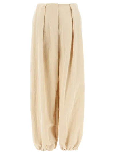 Jacquemus The Gathered Wide Leg Trousers In Neutral
