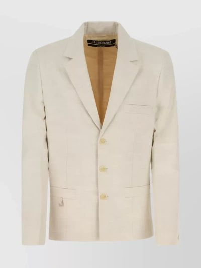 Jacquemus Le Papier Single-button Linen-silk Blend Blazer In Cream