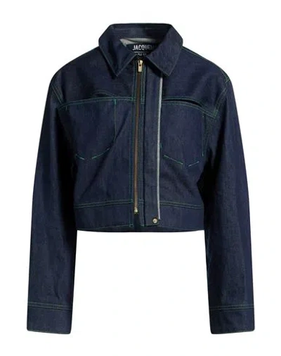 Jacquemus Le Papier Woman Denim Outerwear Blue Size 10 Organic Cotton