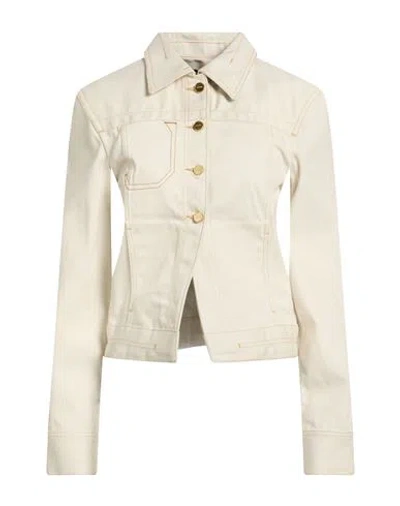 Jacquemus Le Papier Woman Denim Outerwear Off White Size 10 Organic Cotton, Recycled Cotton, Cotton In Neutral