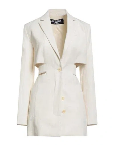 Jacquemus Le Papier Woman Mini Dress Beige Size 2 Linen, Viscose, Polyester In White
