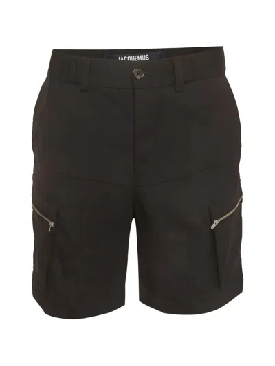 Pre-owned Jacquemus Le Papier Zip-pocket Shorts In Black