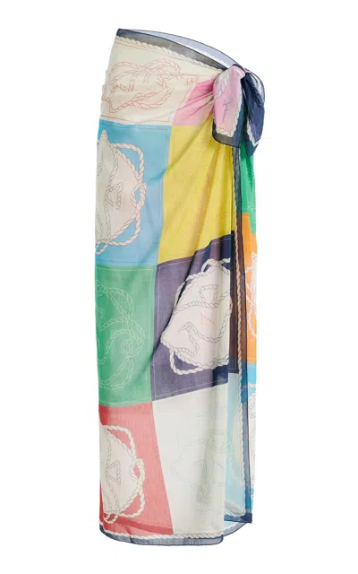 Jacquemus Le Pareo Hippocampe Cotton-silk Pareo In Multi