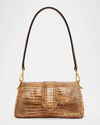 Jacquemus Le Petit Bambimou Croc-embossed Leather Shoulder Bag In Croco Beige