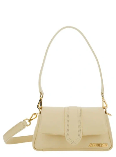 Jacquemus 'le Petit Bambimou' Ivory Shoulder Bag With Logo Detail In Padded Leather Woman In Beige